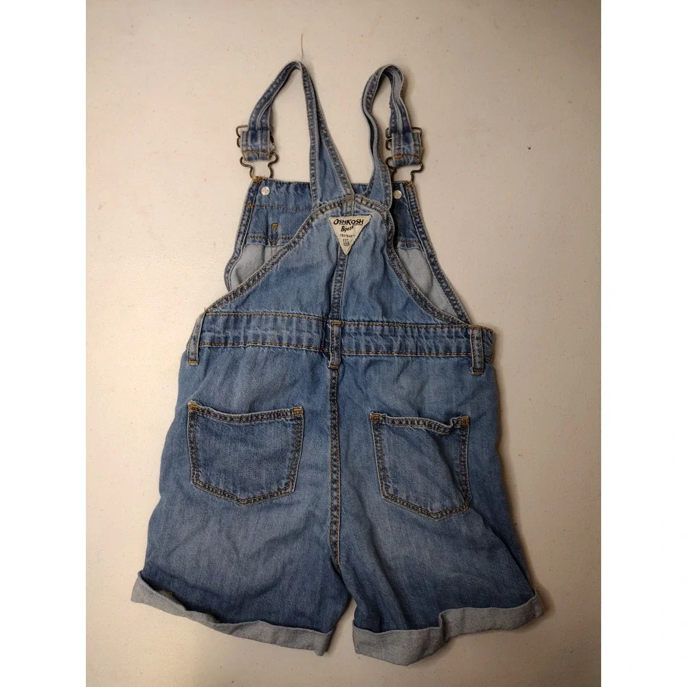OshKosh Bgosh Kids Denim Shortalls Blue Distressed Bib Overalls Size 5